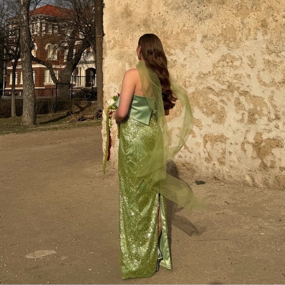 Custom Made Nora Parada Sequin Dress with Neck Scarf - Picture 2 of 5